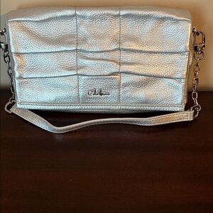 Cole Haan Silver Clutch with Chain Strap